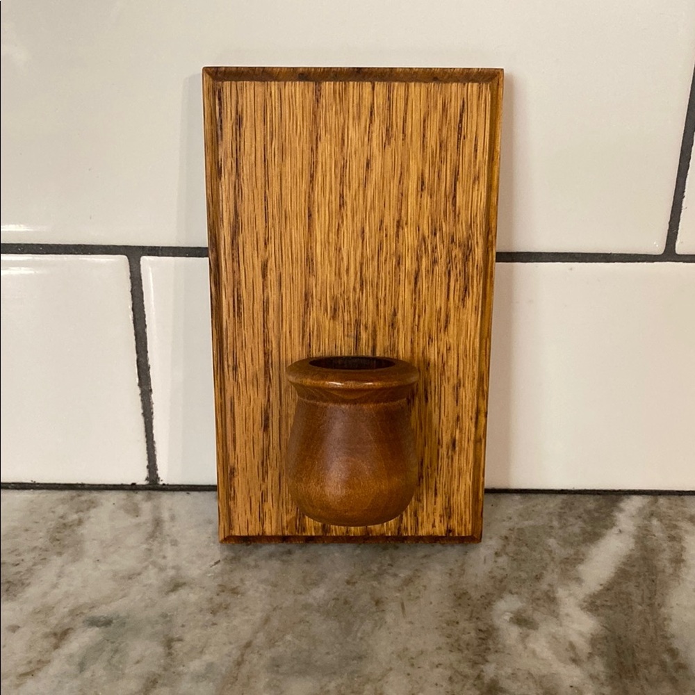Vintage MCM wood wall candle holder sconce. Mini. Cottagecore, farmhouse rustic